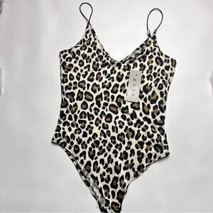GAZE DTLA Women’s Animal Print Thin Strap Non Adjustable Strap Bodysuit Sz S